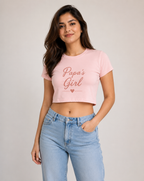 Papa's Girl Women's Crop Top | Soft Pink Heart Graphic Tee