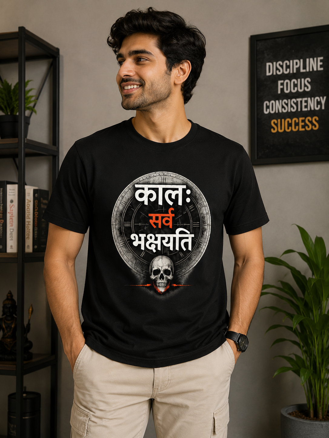 Kala Sarvam Bhakshayati Oversized Tee | Sanskrit Gothic Streetwear